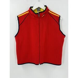 Adidas Vintage Vest Womens Medium Red Fleece Full Zip Logo Embroidered Collared